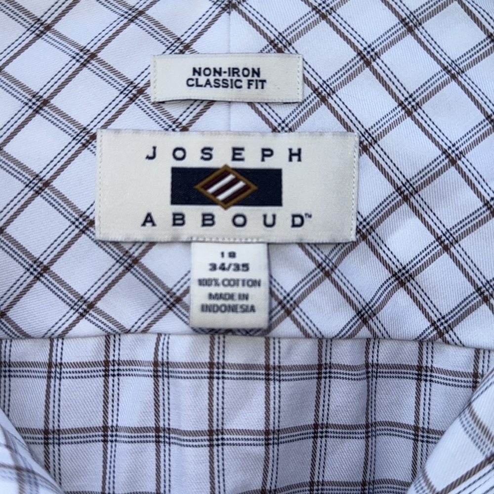 Joseph Abboud Slim Fit  Men Dress Shirt Long Sleeves Size 18 34/35 - Picture 3 of 4